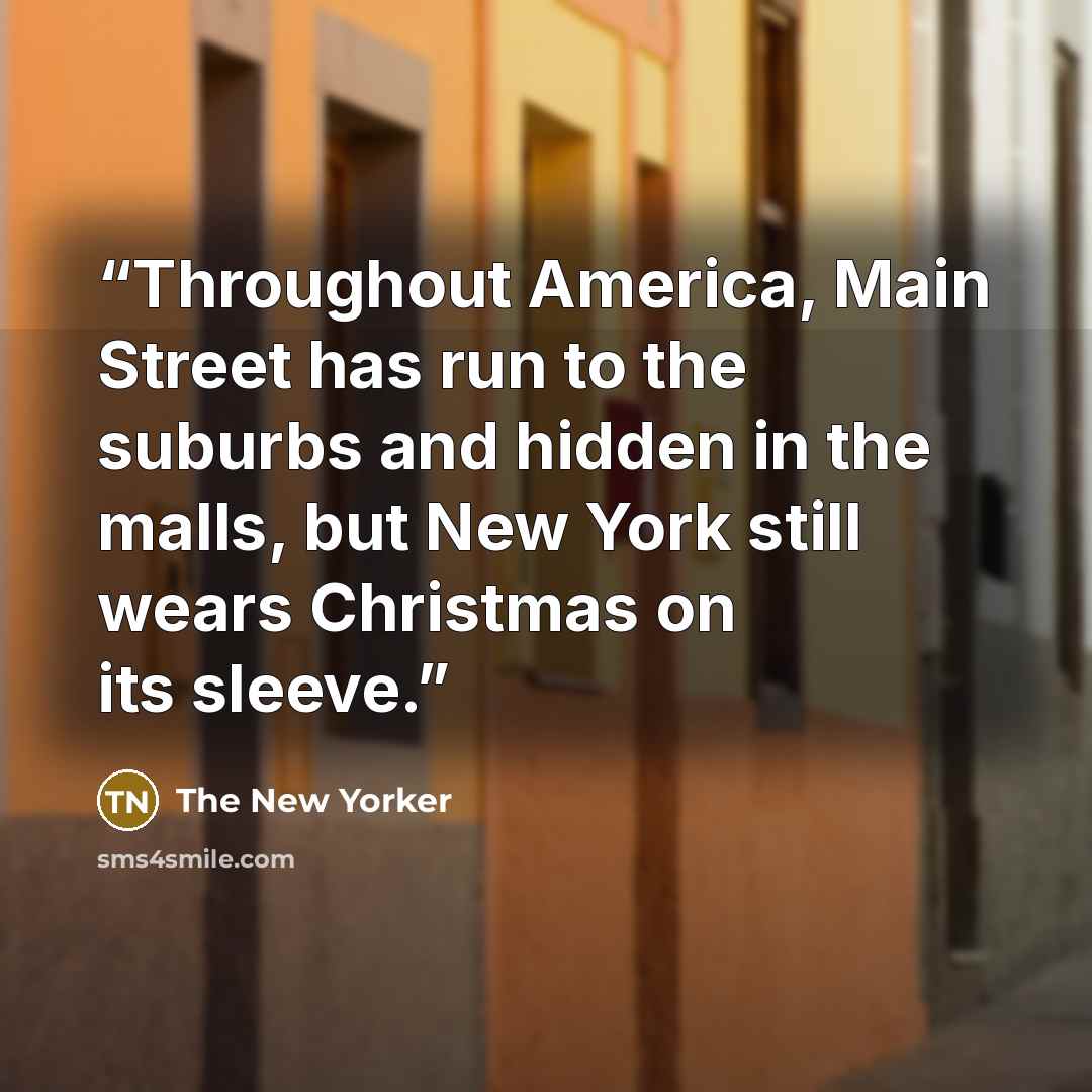 “Throughout America, Main Street has run to the suburbs and hidden in the malls, but New York still wears Christmas on its sleeve.” quote by The New Yorker
