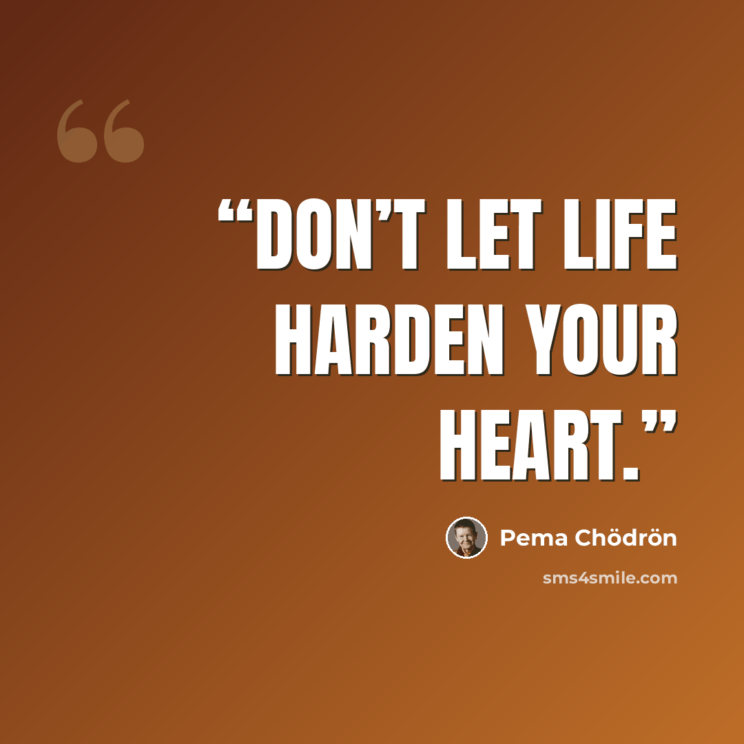 “Don’t let life harden your heart.” quote by Pema Chödrön