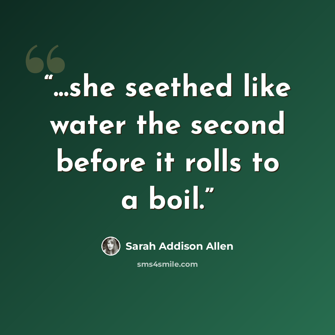“...she seethed like water the second before it rolls to a boil.” quote by Sarah Addison Allen