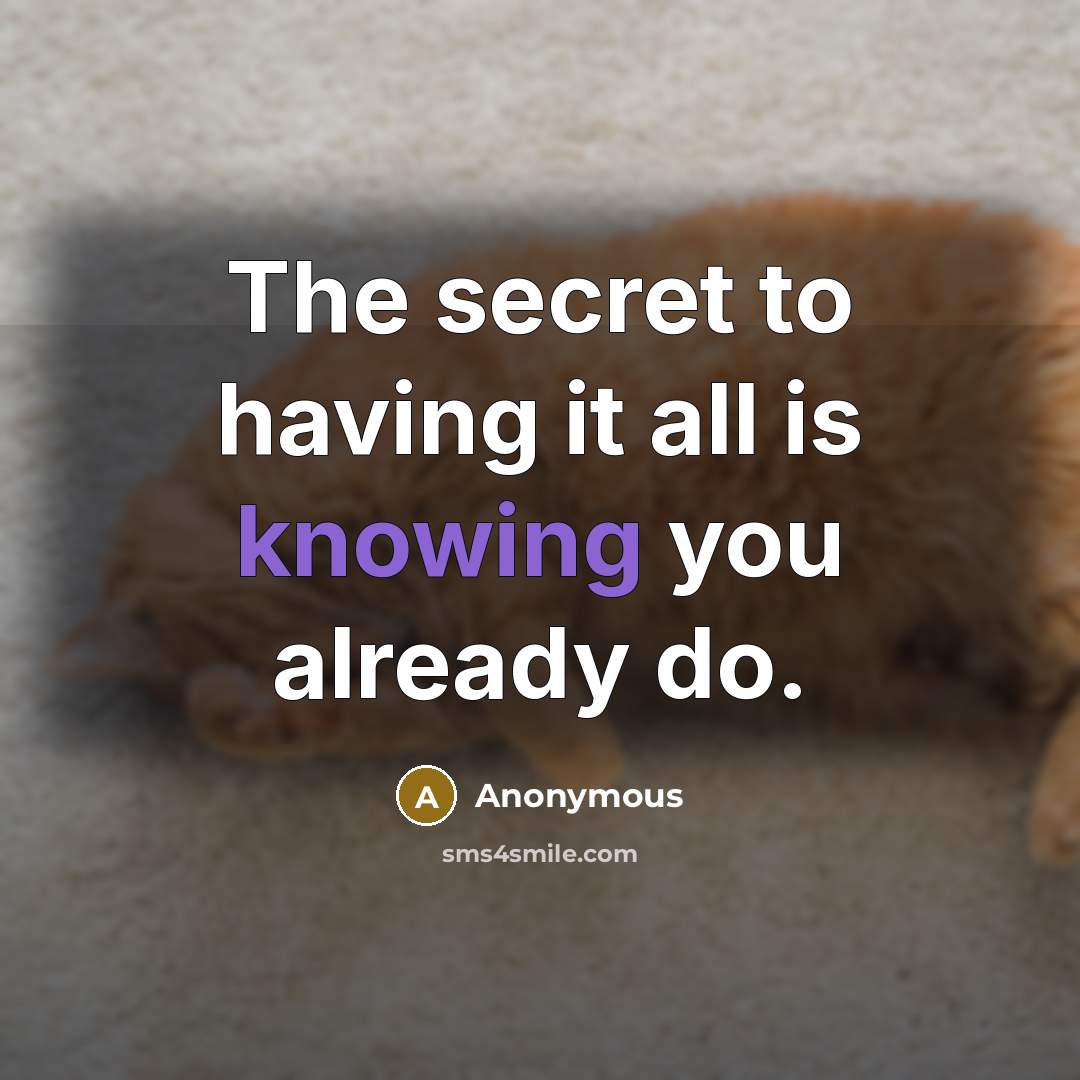 “The secret to having it all is knowing you already do.” quote by Anonymous