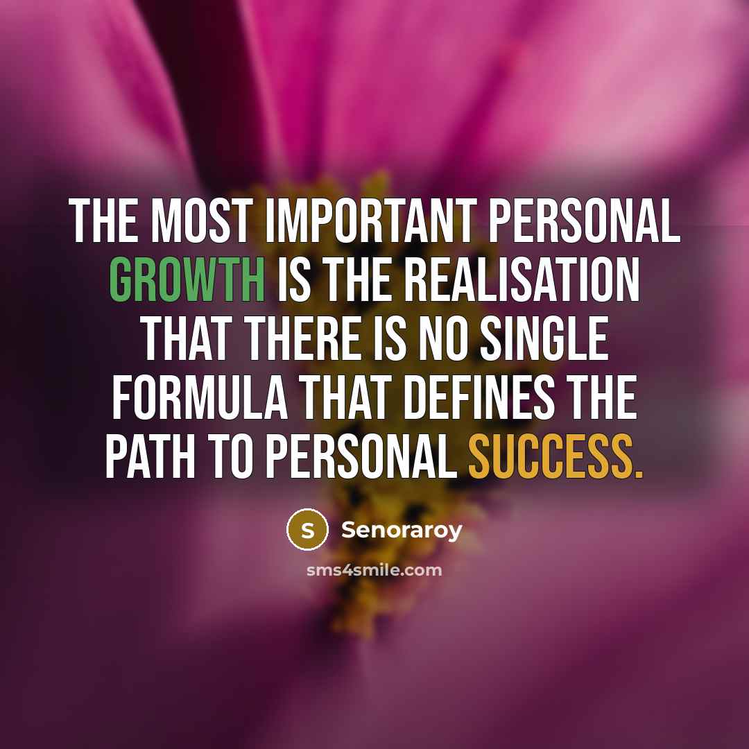 “The most important personal growth is the realisation that there is no single formula that defines the path to personal success.” quote by Senoraroy