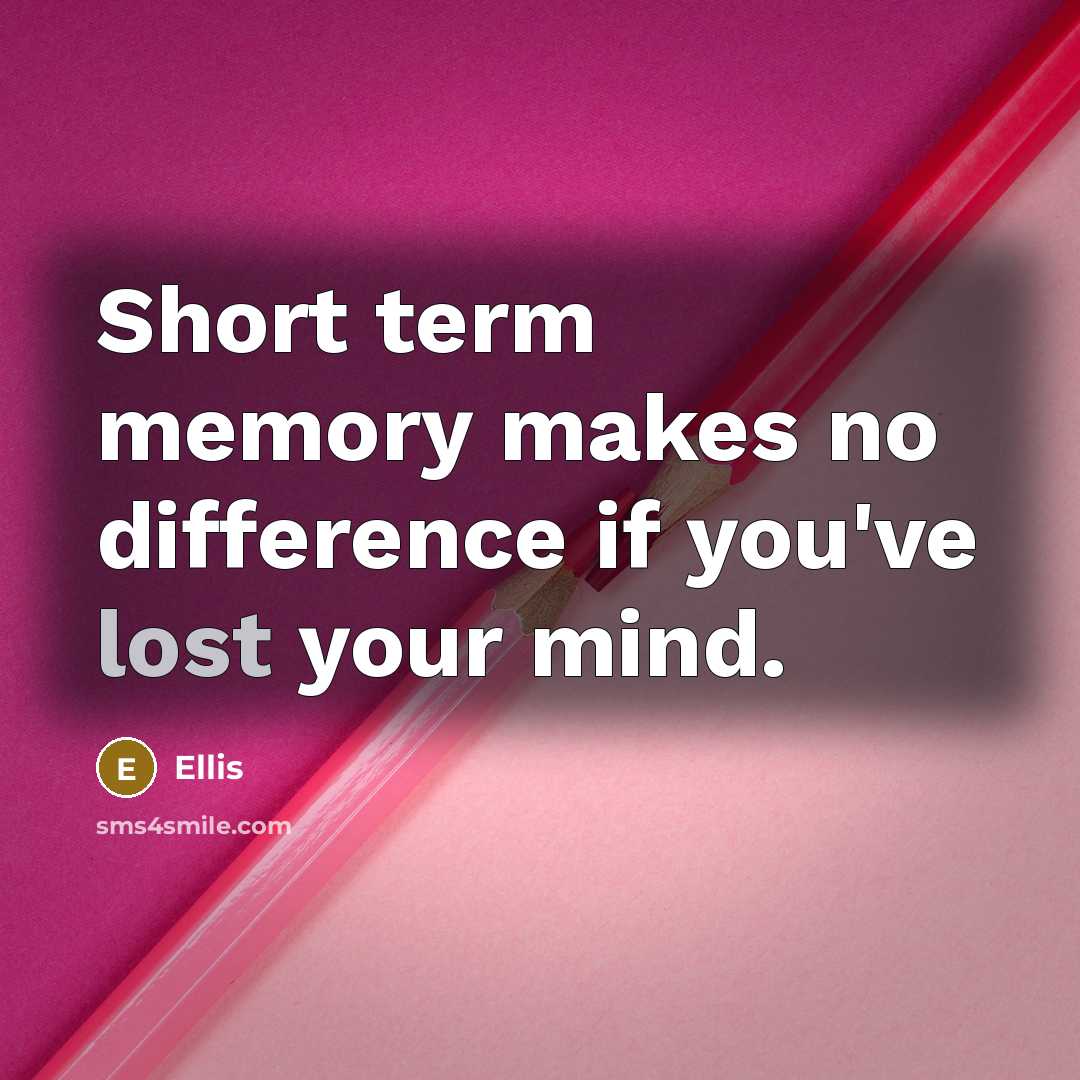 “Short term memory makes no difference if you've lost your mind.” quote by Ellis