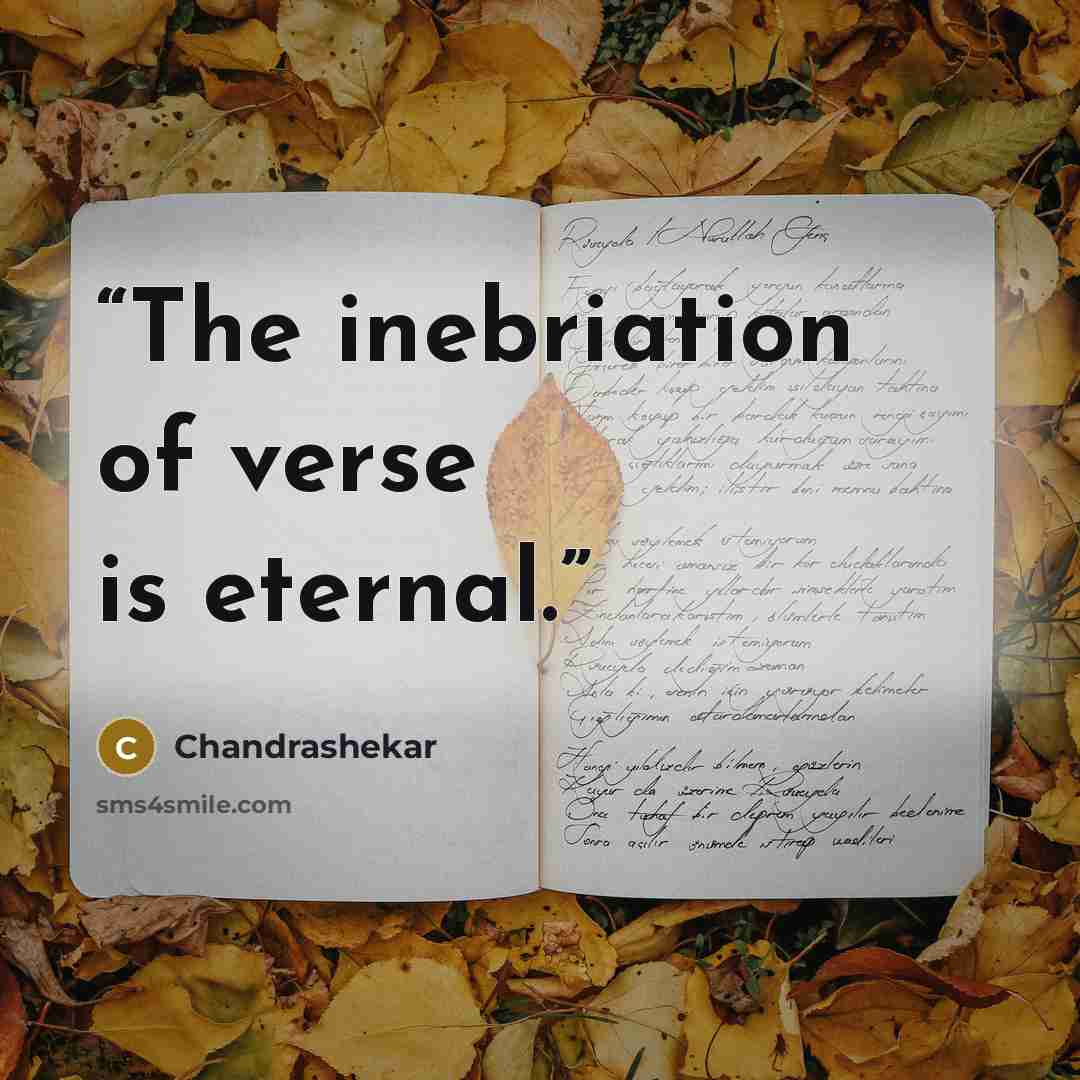 “The inebriation of verse is eternal.” quote by Chandrashekar
