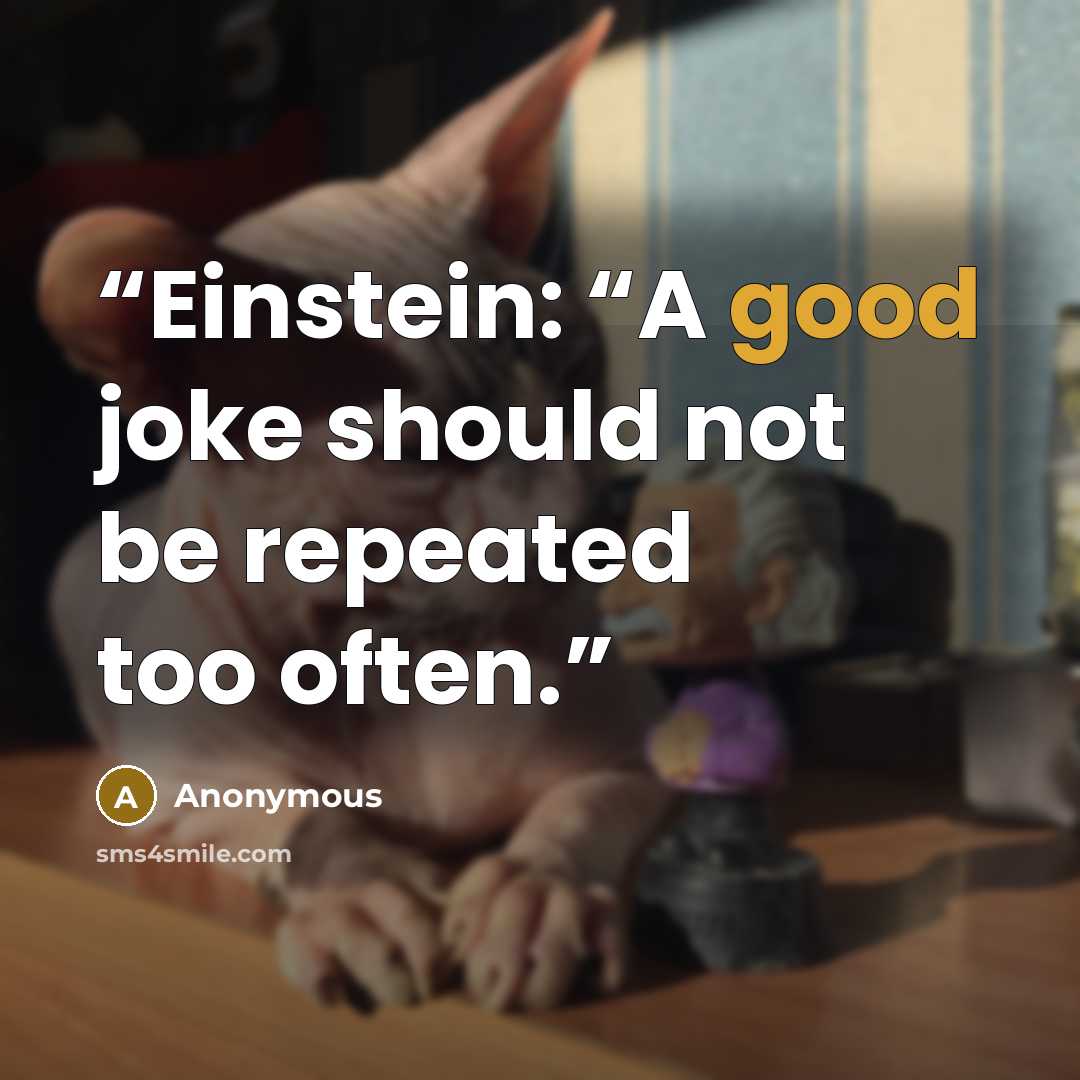 “Einstein: “A good joke should not be repeated too often.” quote by Anonymous