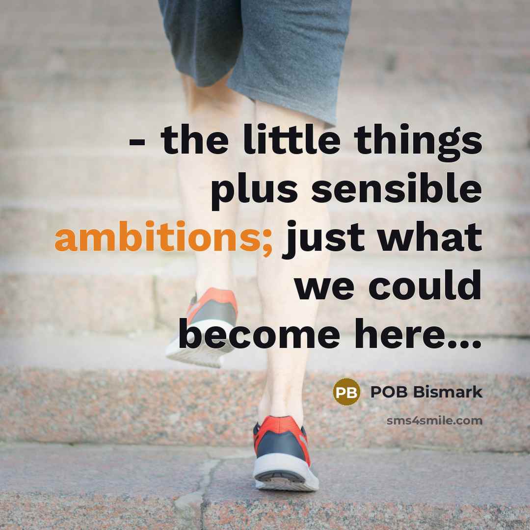 “- the little things plus sensible ambitions; just what we could become here...” quote by POB Bismark