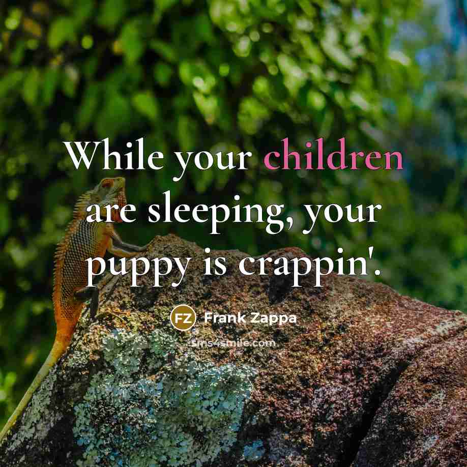 “While your children are sleeping, your puppy is crappin'.” quote by Frank Zappa