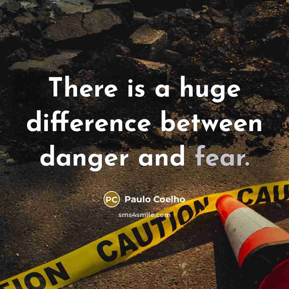 “There is a huge difference between danger and fear.” quote by Paulo Coelho