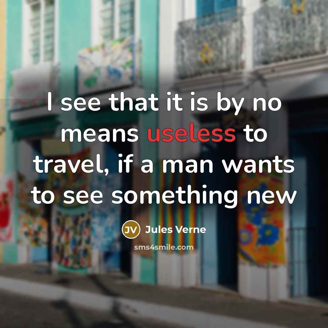 “I see that it is by no means useless to travel, if a man wants to see something new” quote by Jules Verne