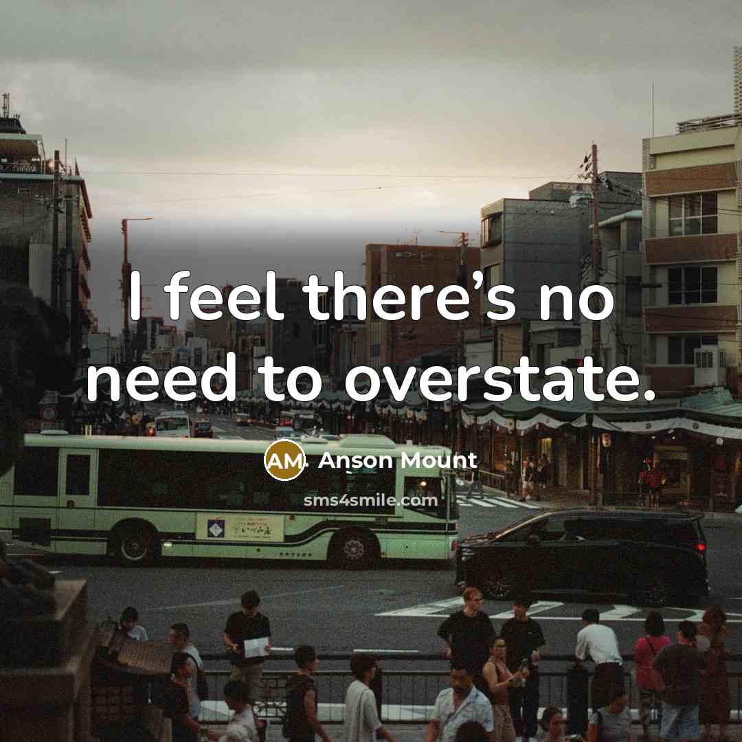 “I feel there’s no need to overstate.” quote by Anson Mount