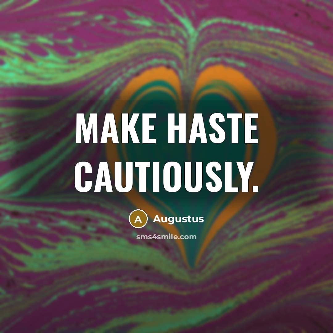 “Make haste cautiously.” quote by Augustus