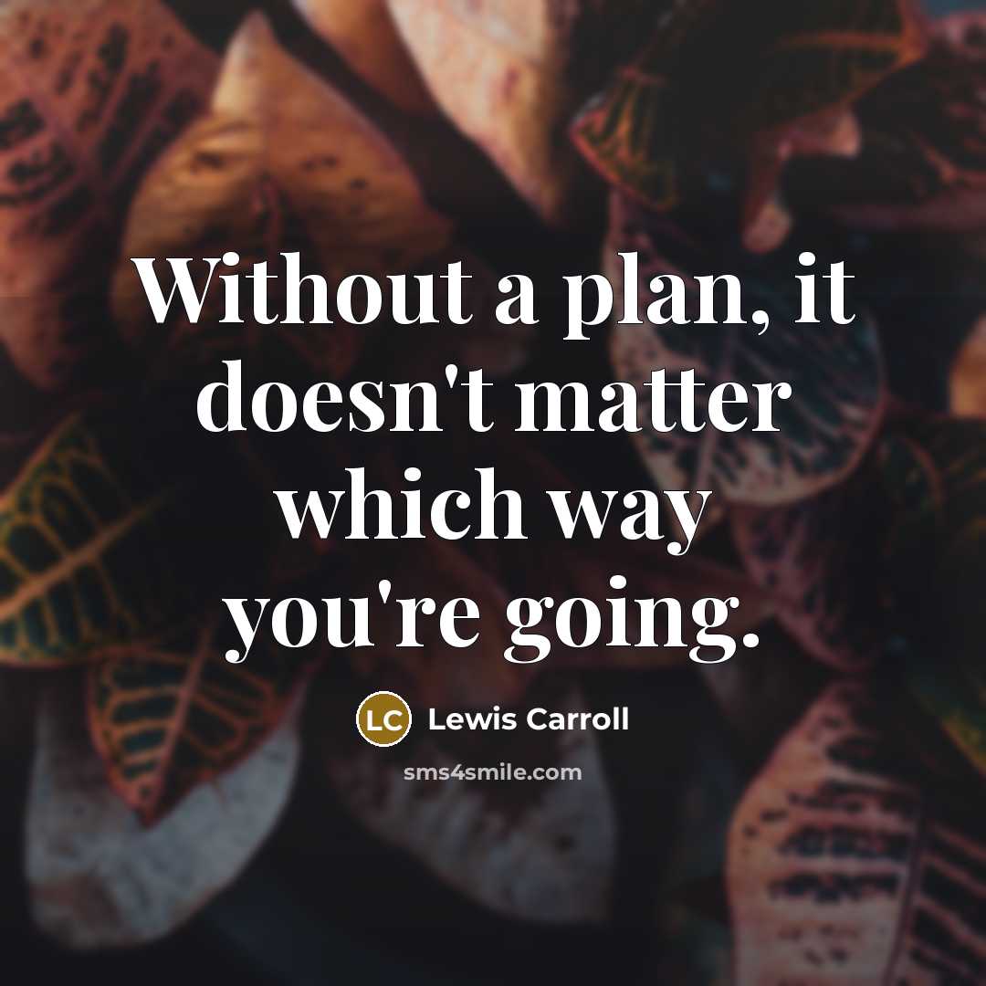 “Without a plan, it doesn't matter which way you're going.” quote by Lewis Carroll