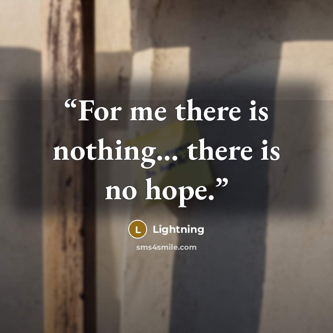 “For me there is nothing... there is no hope.” quote by Lightning