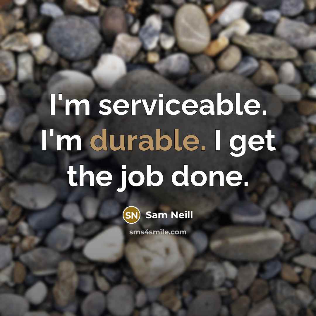 “I'm serviceable. I'm durable. I get the job done.” quote by Sam Neill