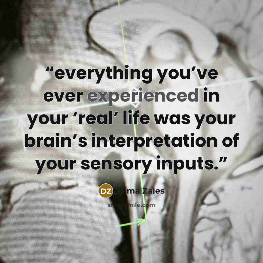 “everything you’ve ever experienced in your ‘real’ life was your brain’s interpretation of your sensory inputs.” quote by Dima Zales