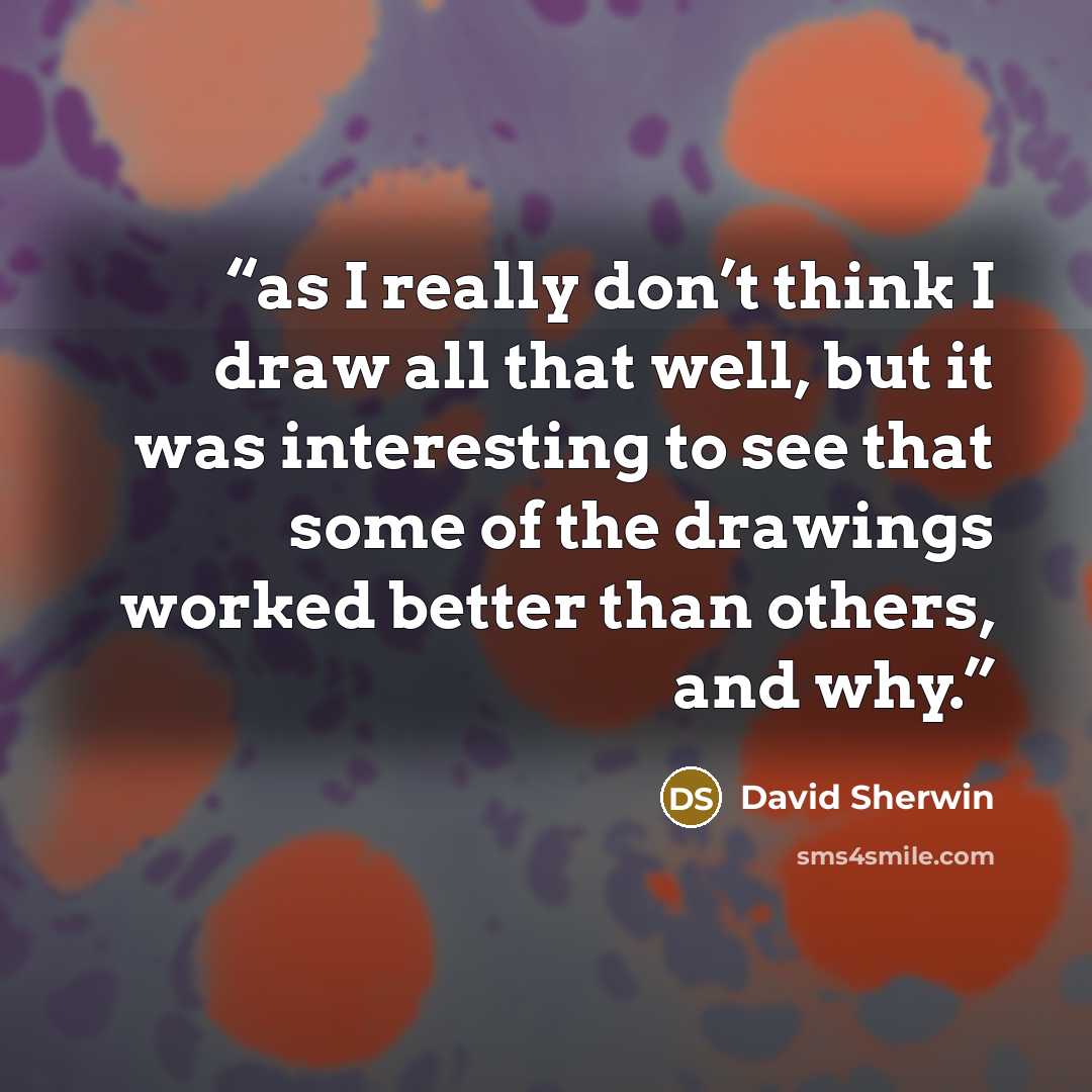 “as I really don’t think I draw all that well, but it was interesting to see that some of the drawings worked better than others, and why.” quote by David Sherwin