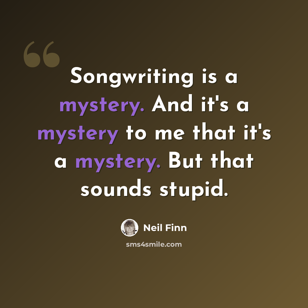 “Songwriting is a mystery. And it's a mystery to me that it's a mystery. But that sounds stupid.” quote by Neil Finn