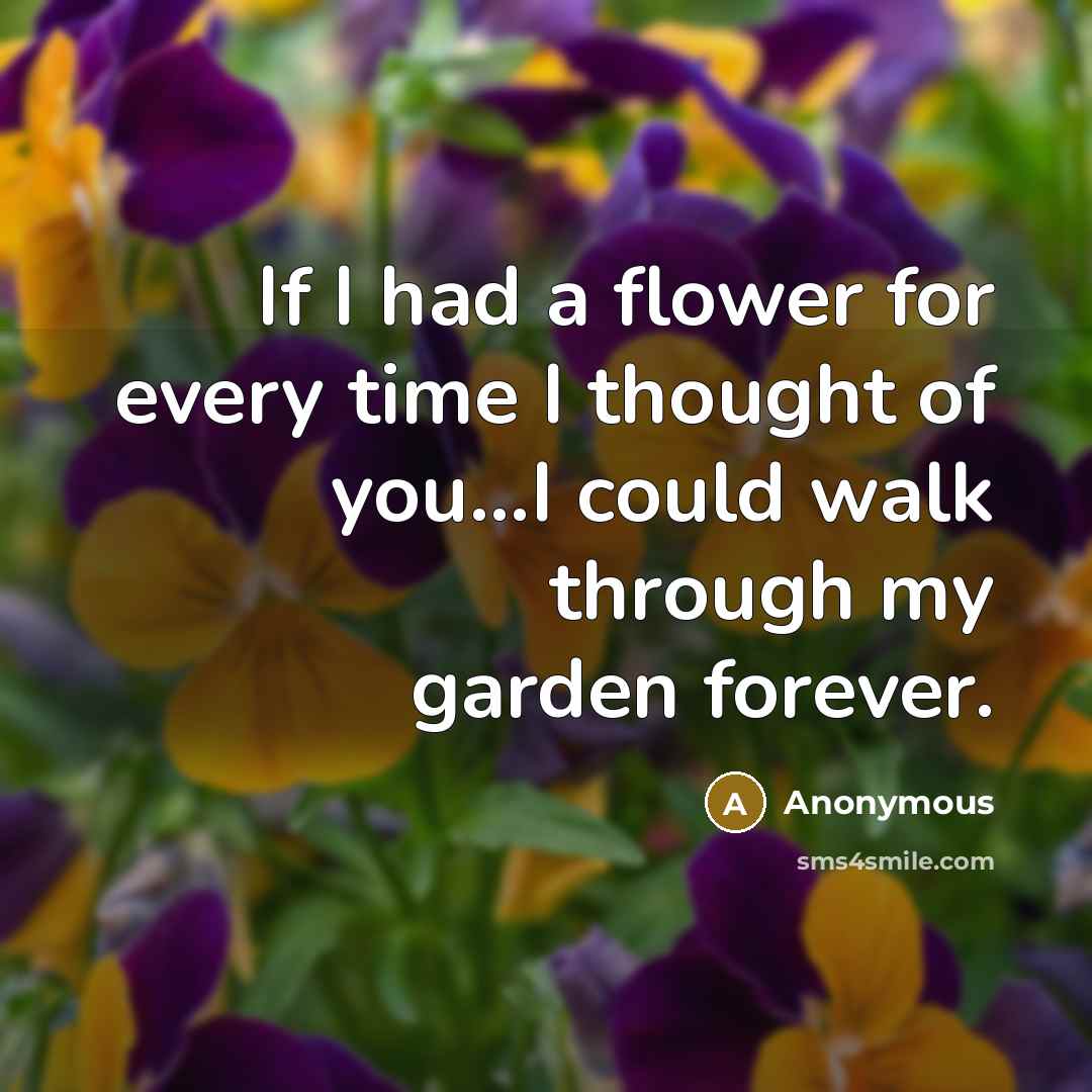 “If I had a flower for every time I thought of you...I could walk through my garden forever.” quote by Anonymous