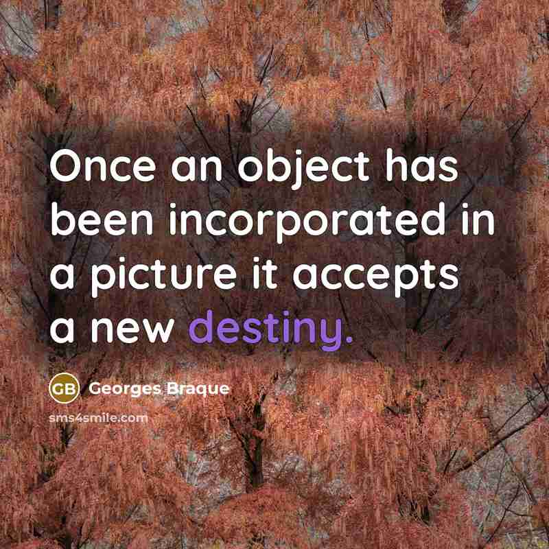 “Once an object has been incorporated in a picture it accepts a new destiny.” quote by Georges Braque
