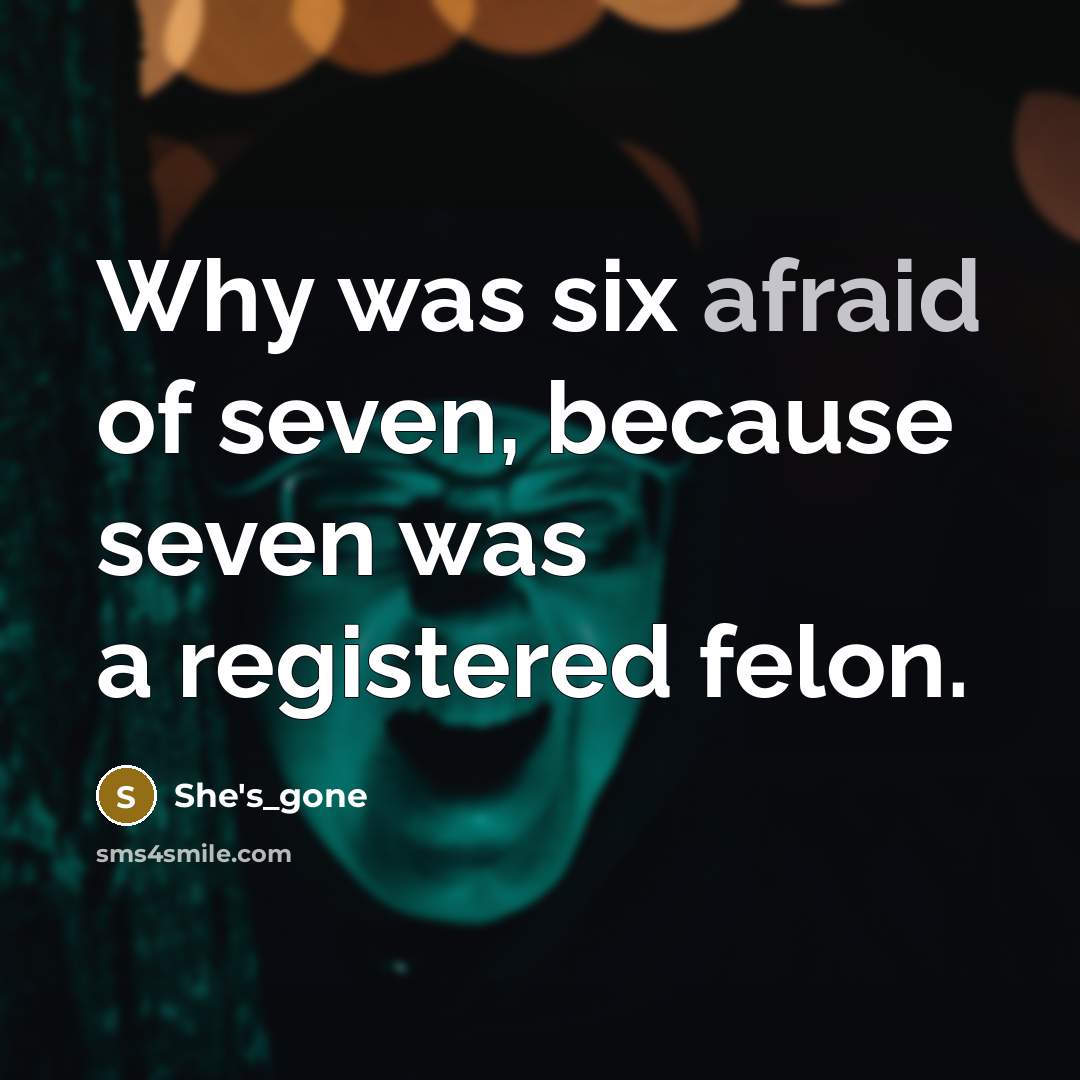 “Why was six afraid of seven, because seven was a registered felon.” quote by She's_gone