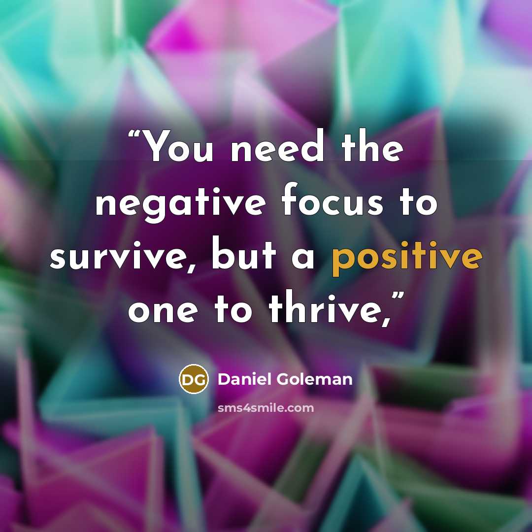 “You need the negative focus to survive, but a positive one to thrive,” quote by Daniel Goleman