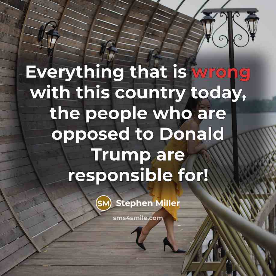 “Everything that is wrong with this country today, the people who are opposed to Donald Trump are responsible for!” quote by Stephen Miller