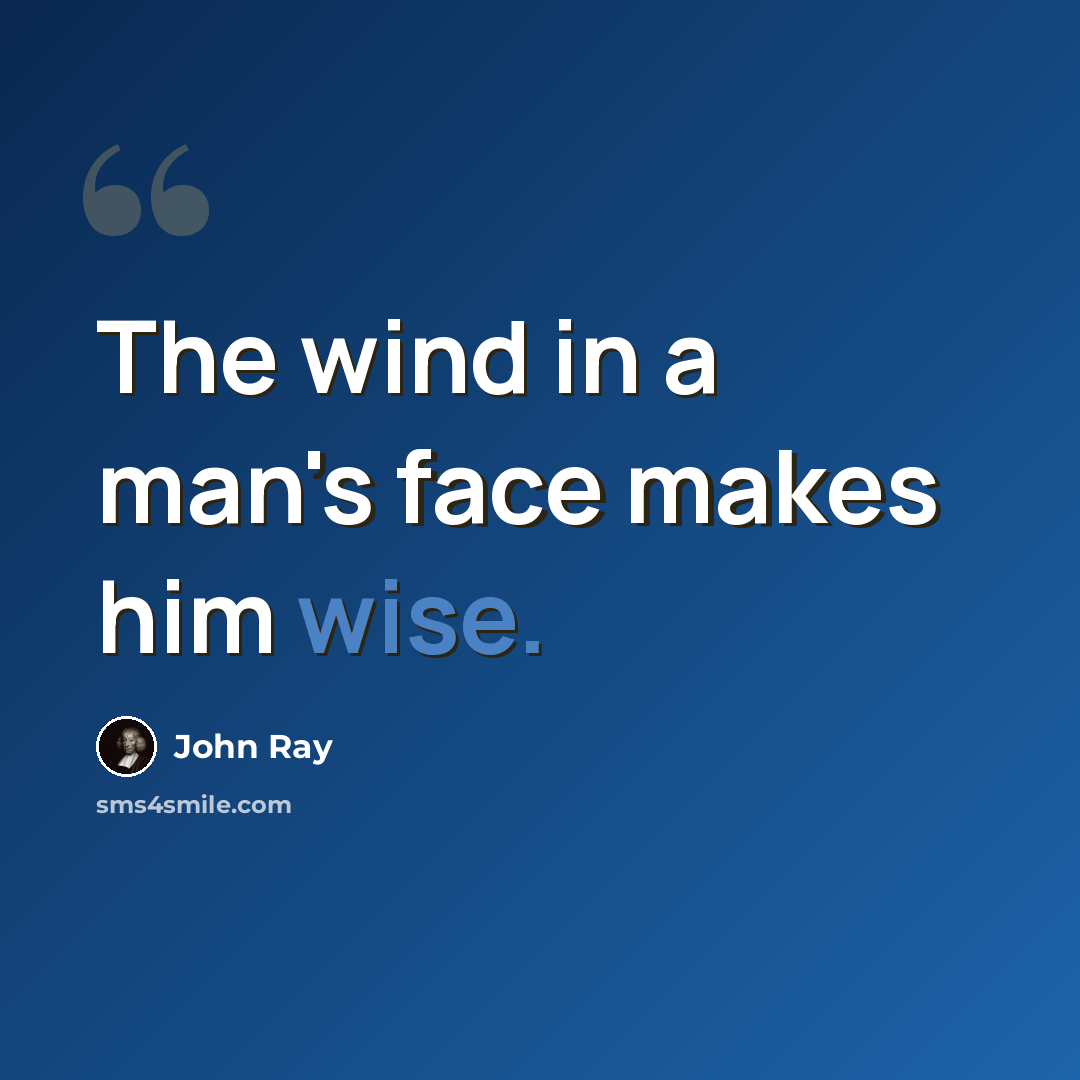 “The wind in a man's face makes him wise.” quote by John Ray