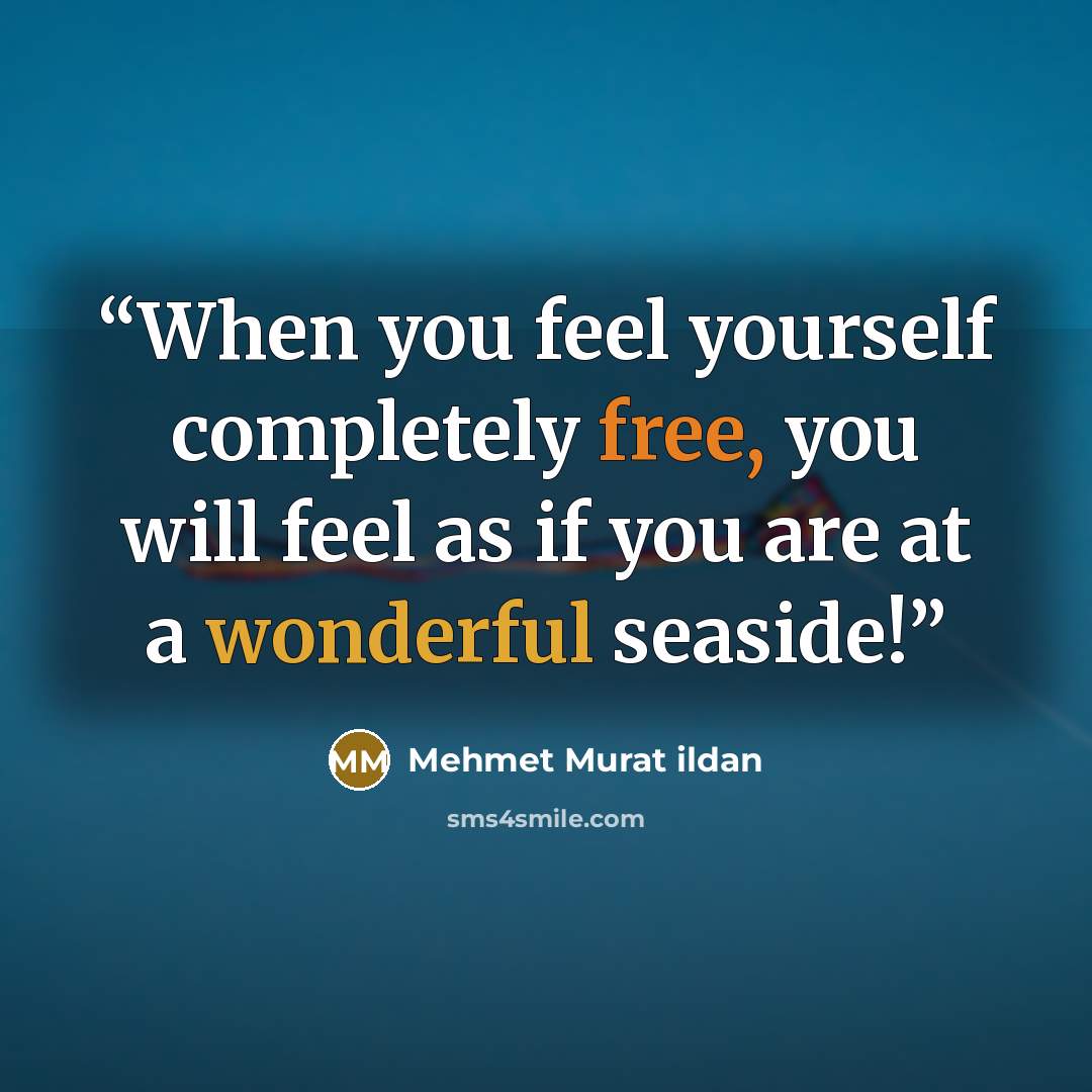 “When you feel yourself completely free, you will feel as if you are at a wonderful seaside!” quote by Mehmet Murat ildan