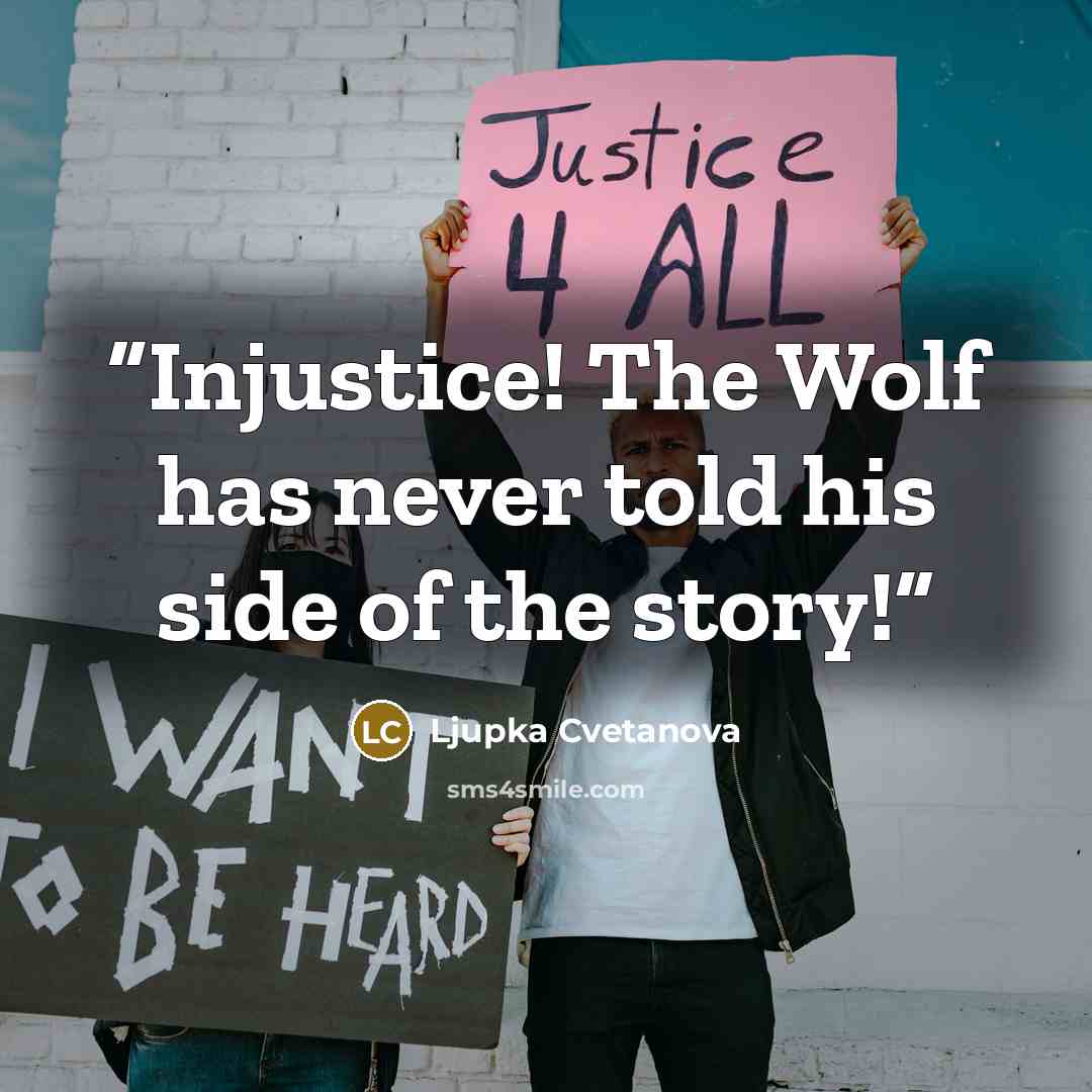 “Injustice! The Wolf has never told his side of the story!” quote by Ljupka Cvetanova