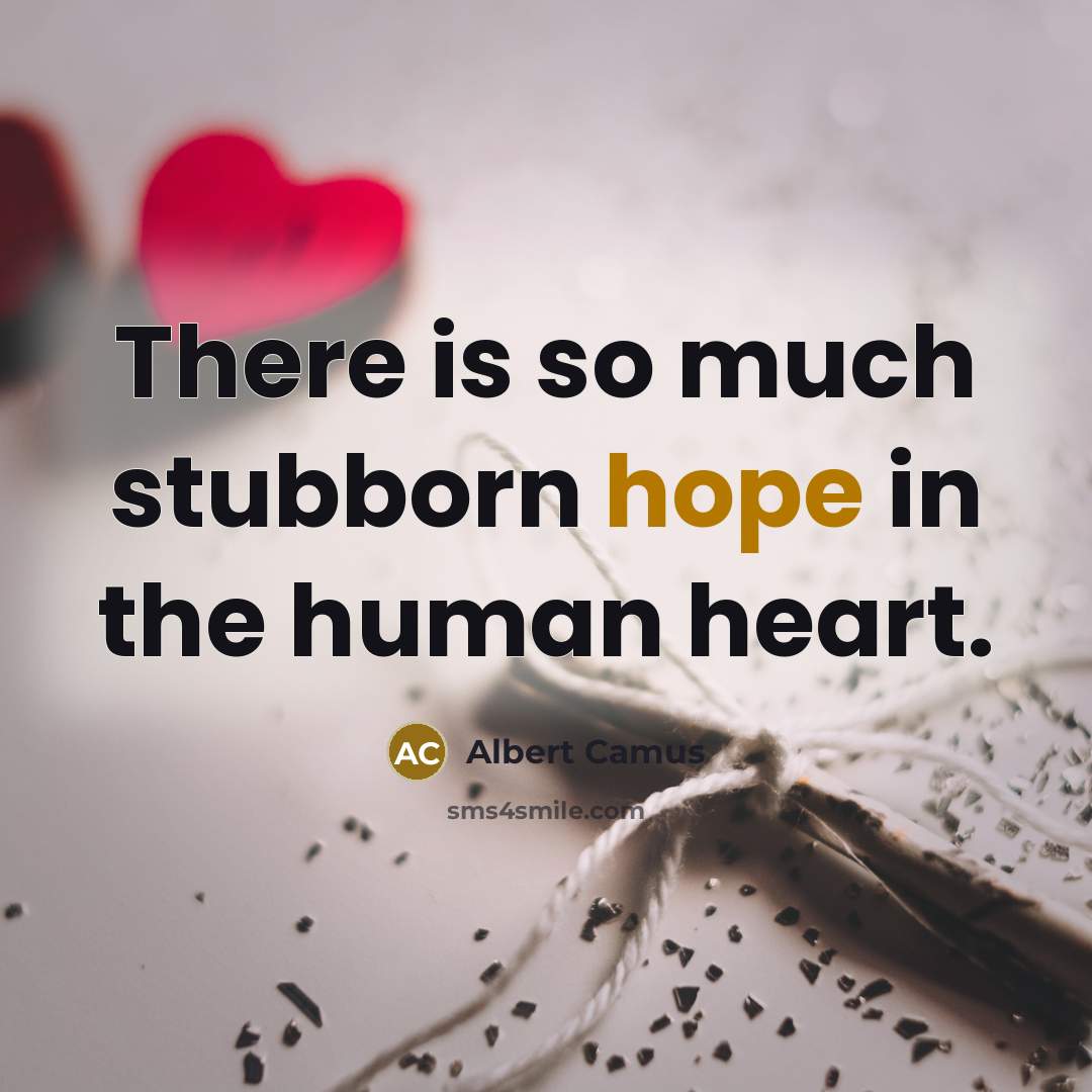 “There is so much stubborn hope in the human heart.” quote by Albert Camus