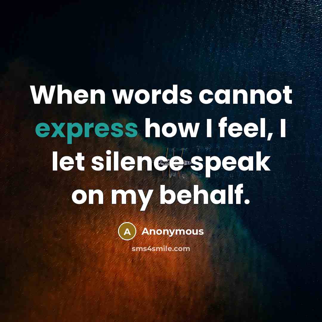 “When words cannot express how I feel, I let silence speak on my behalf.” quote by Anonymous