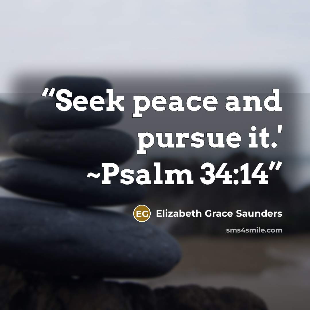 “Seek peace and pursue it.' ~Psalm 34:14” quote by Elizabeth Grace Saunders