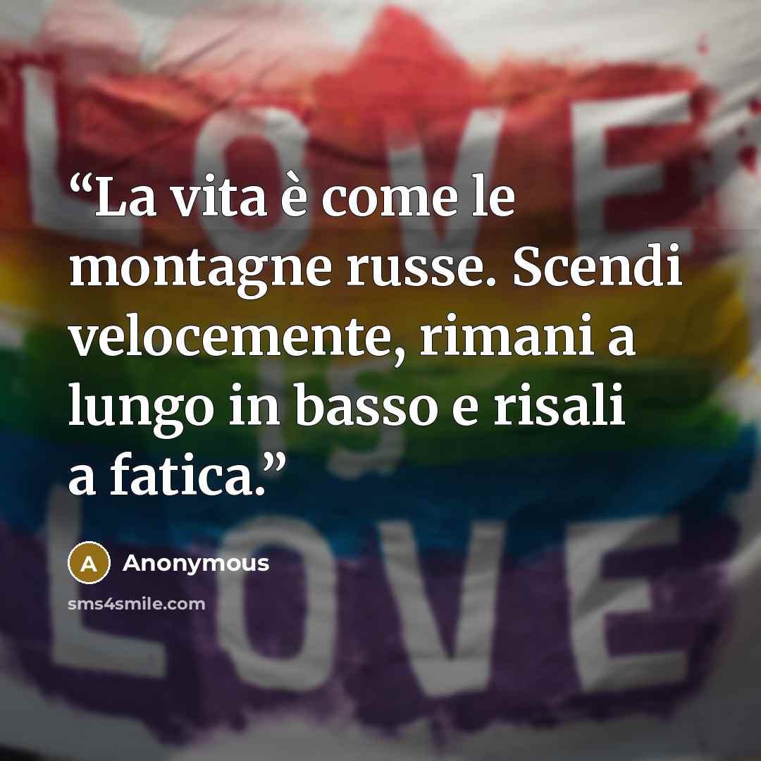 “La vita è come le montagne russe. Scendi velocemente, rimani a lungo in basso e risali a fatica.” quote by Anonymous