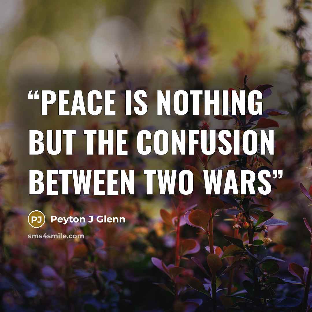 “Peace is nothing but the confusion between two wars” quote by Peyton J Glenn