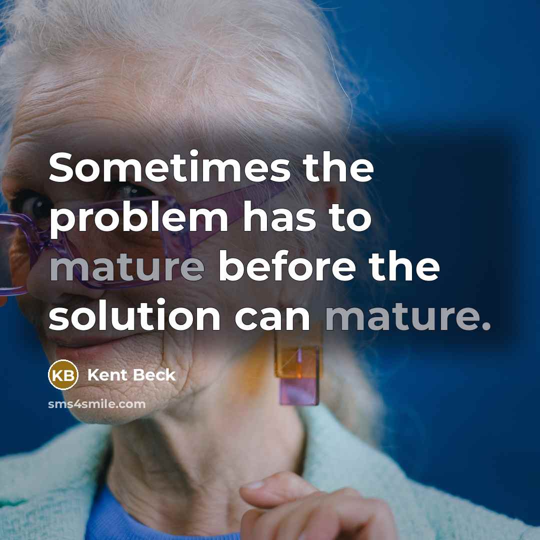 “Sometimes the problem has to mature before the solution can mature.” quote by Kent Beck
