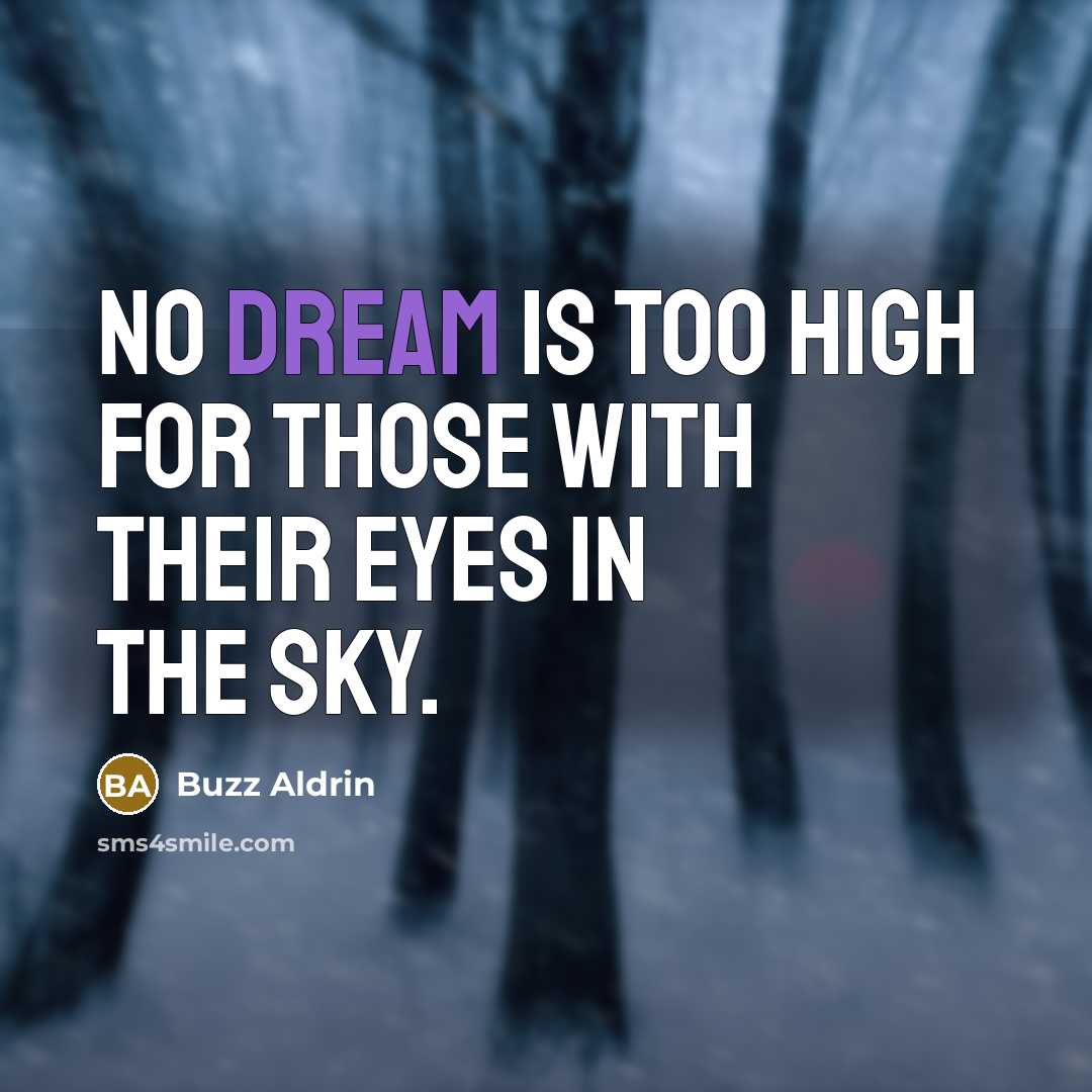 “No dream is too high for those with their eyes in the sky.” quote by Buzz Aldrin