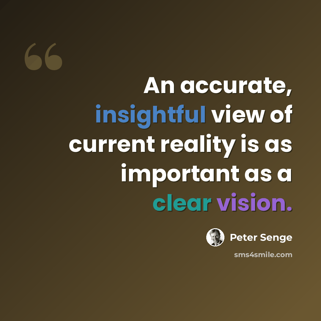 “An accurate, insightful view of current reality is as important as a clear vision.” quote by Peter Senge