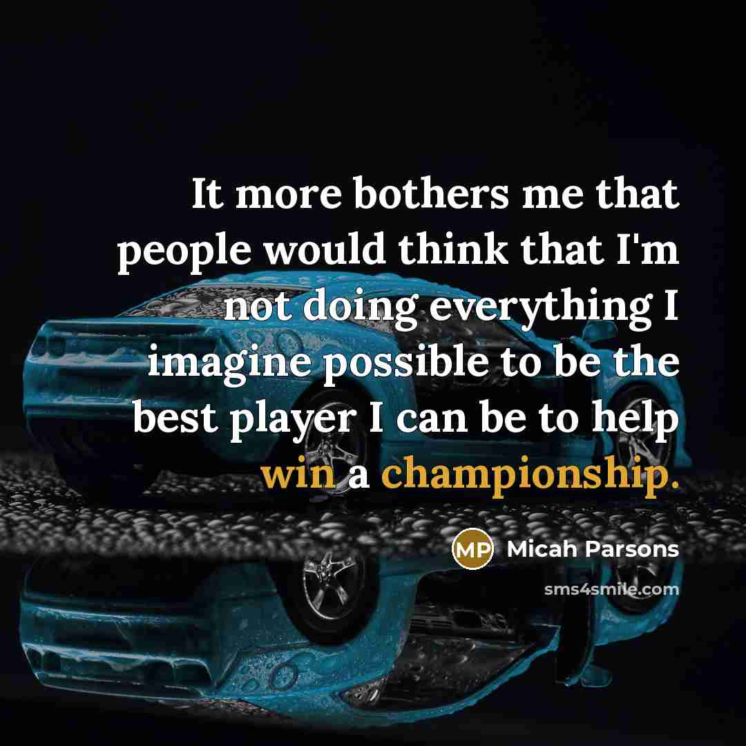 “It more bothers me that people would think that I'm not doing everything I imagine possible to be the best player I can be to help win a championship.” quote by Micah Parsons