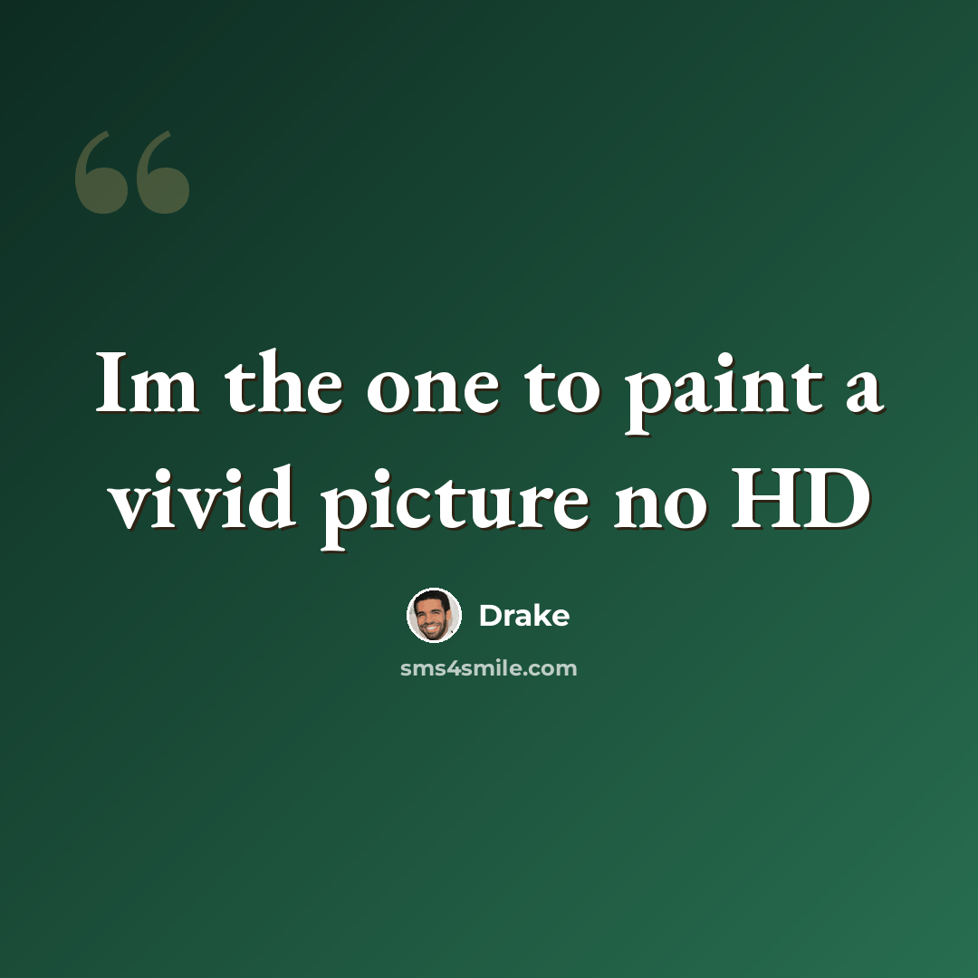 “Im the one to paint a vivid picture no HD” quote by Drake
