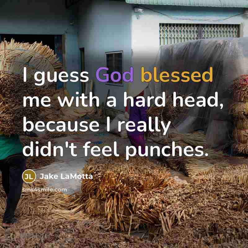 “I guess God blessed me with a hard head, because I really didn't feel punches.” quote by Jake LaMotta