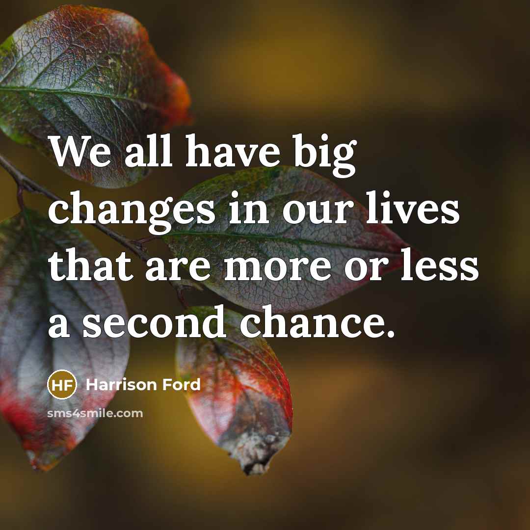“We all have big changes in our lives that are more or less a second chance.” quote by Harrison Ford