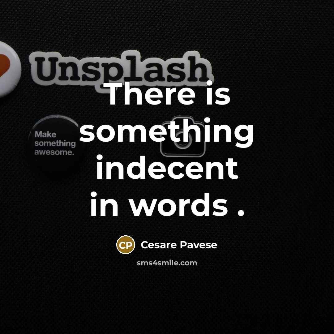 “There is something indecent in words .” quote by Cesare Pavese