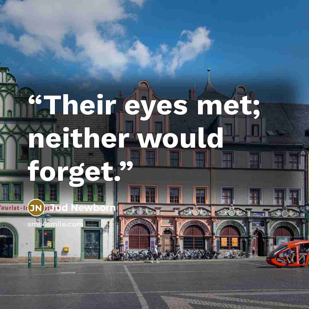 “Their eyes met; neither would forget.” quote by Jud Newborn