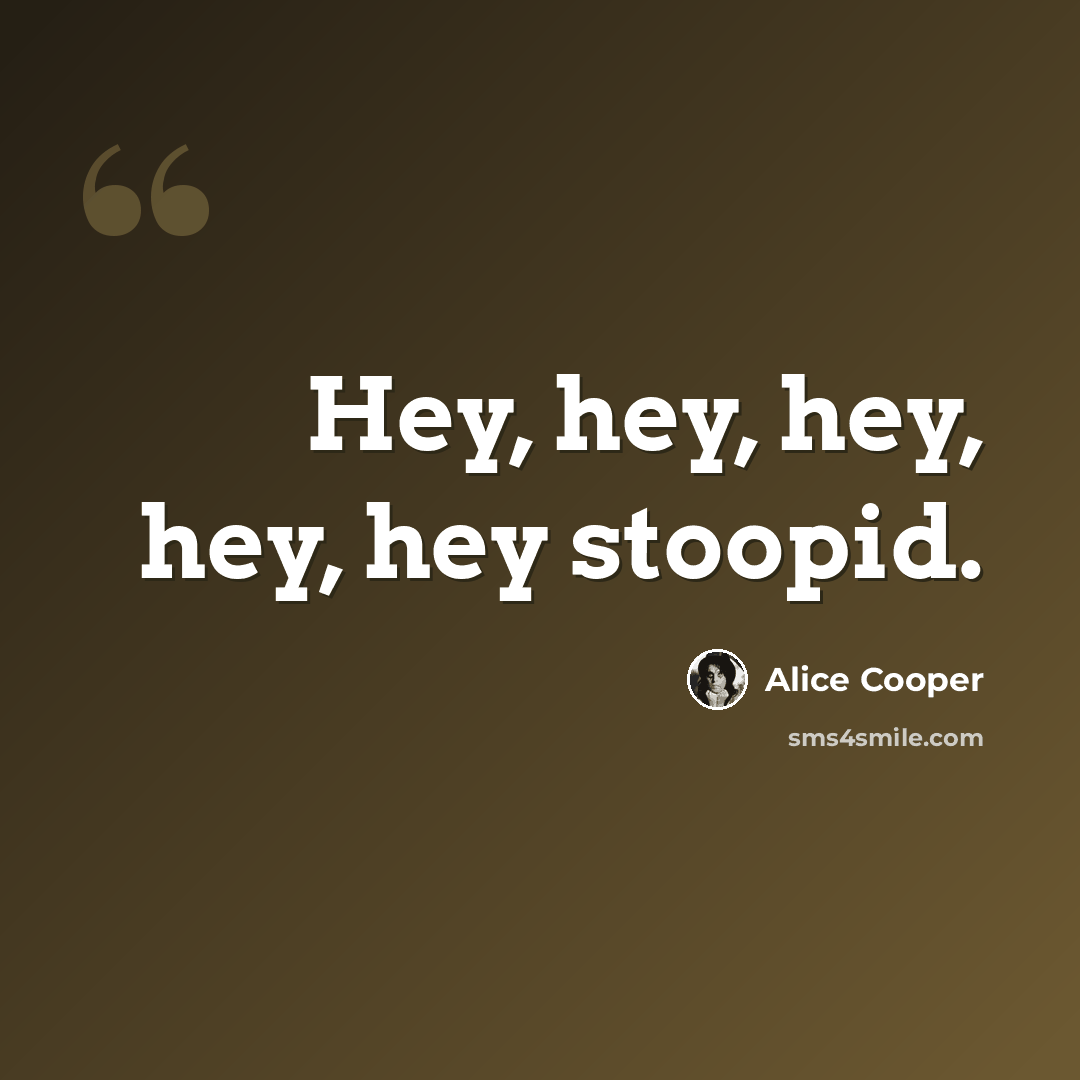 “Hey, hey, hey, hey, hey stoopid.” quote by Alice Cooper