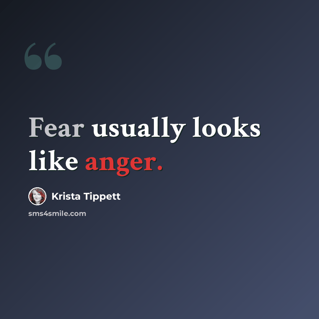 “Fear usually looks like anger.” quote by Krista Tippett