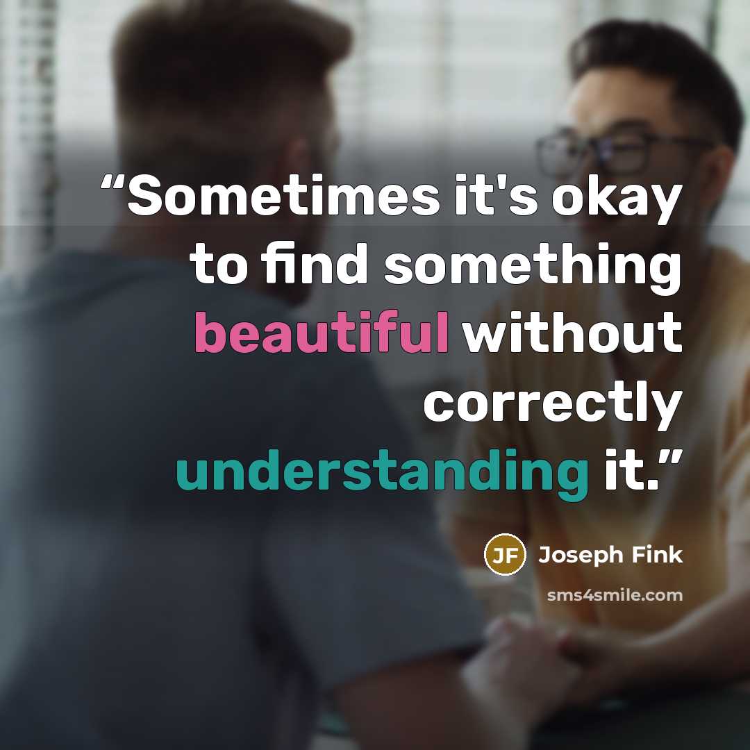 “Sometimes it's okay to find something beautiful without correctly understanding it.” quote by Joseph Fink