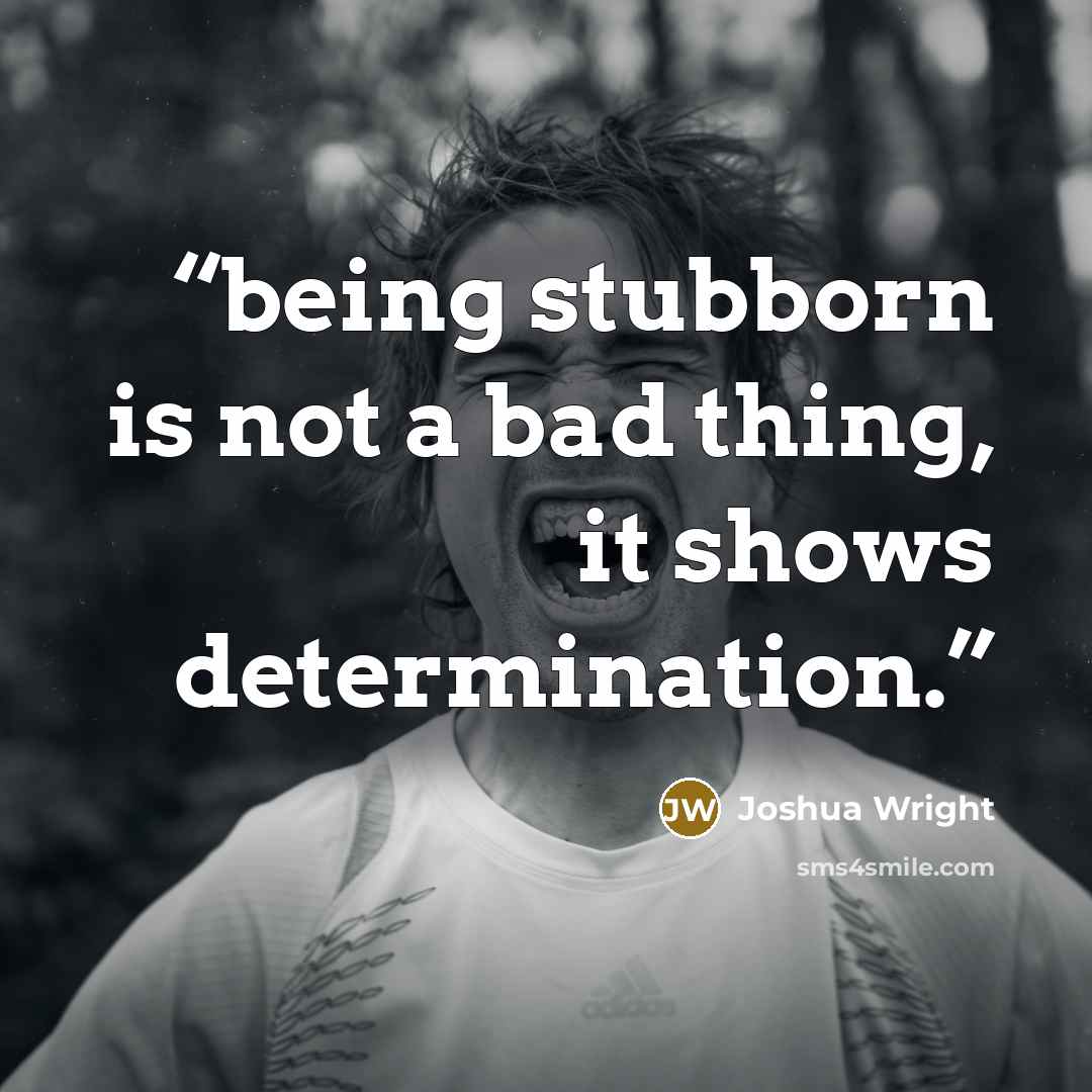 “being stubborn is not a bad thing, it shows determination.” quote by Joshua Wright