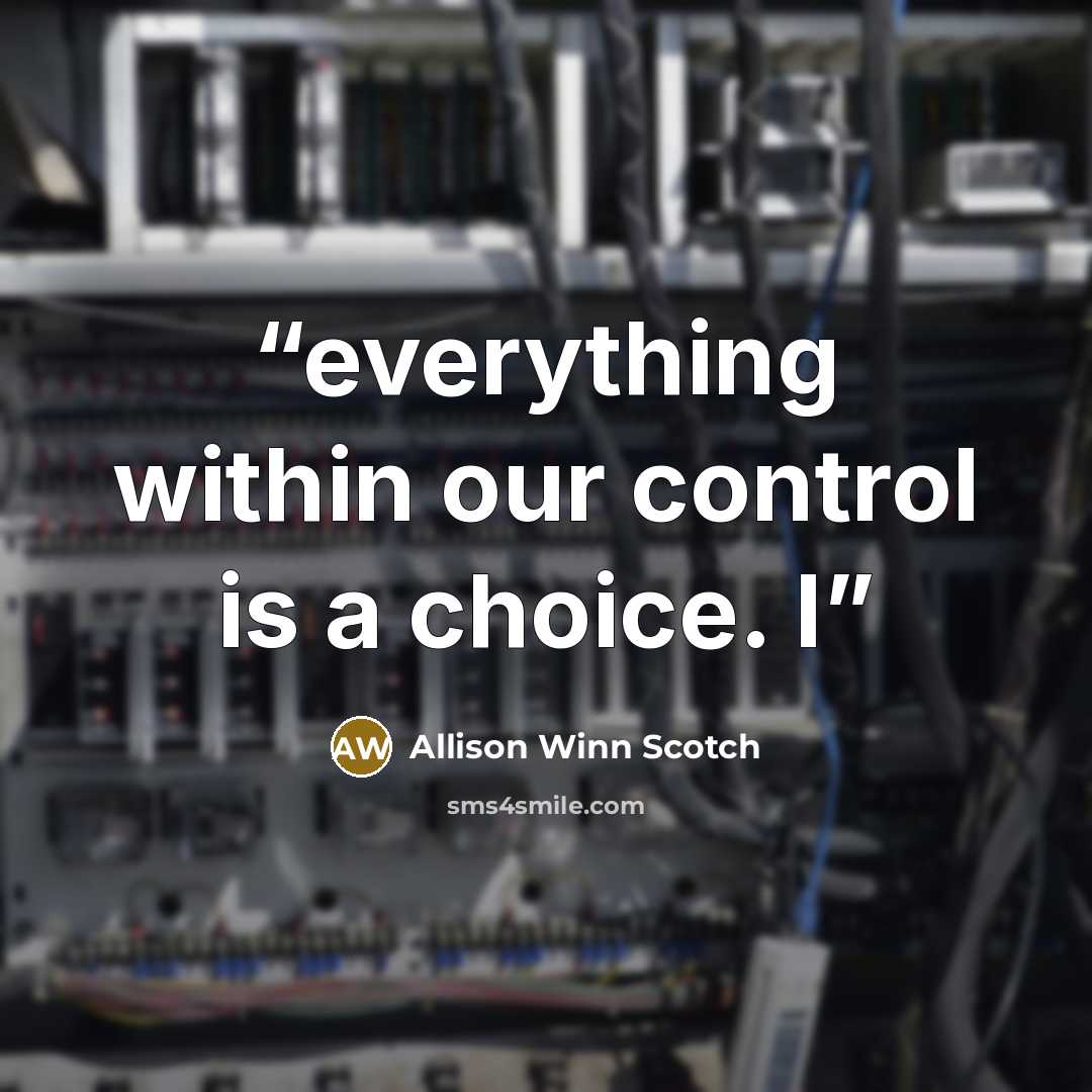 “everything within our control is a choice. I” quote by Allison Winn Scotch