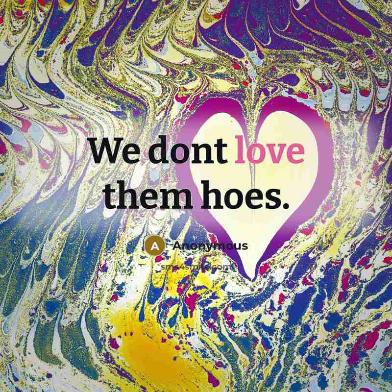 “We dont love them hoes.” quote by Anonymous