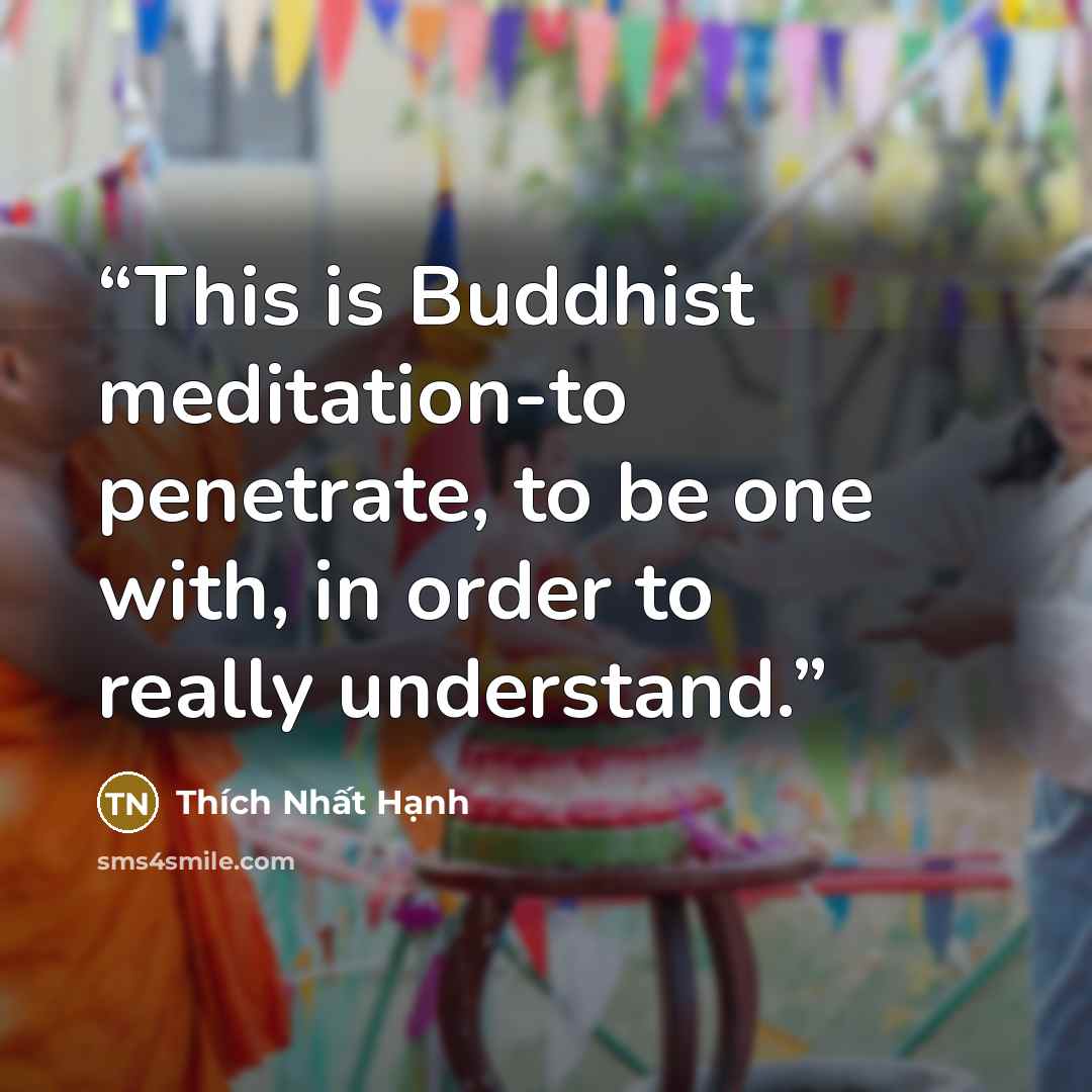 “This is Buddhist meditation-to penetrate, to be one with, in order to really understand.” quote by Thích Nhất Hạnh