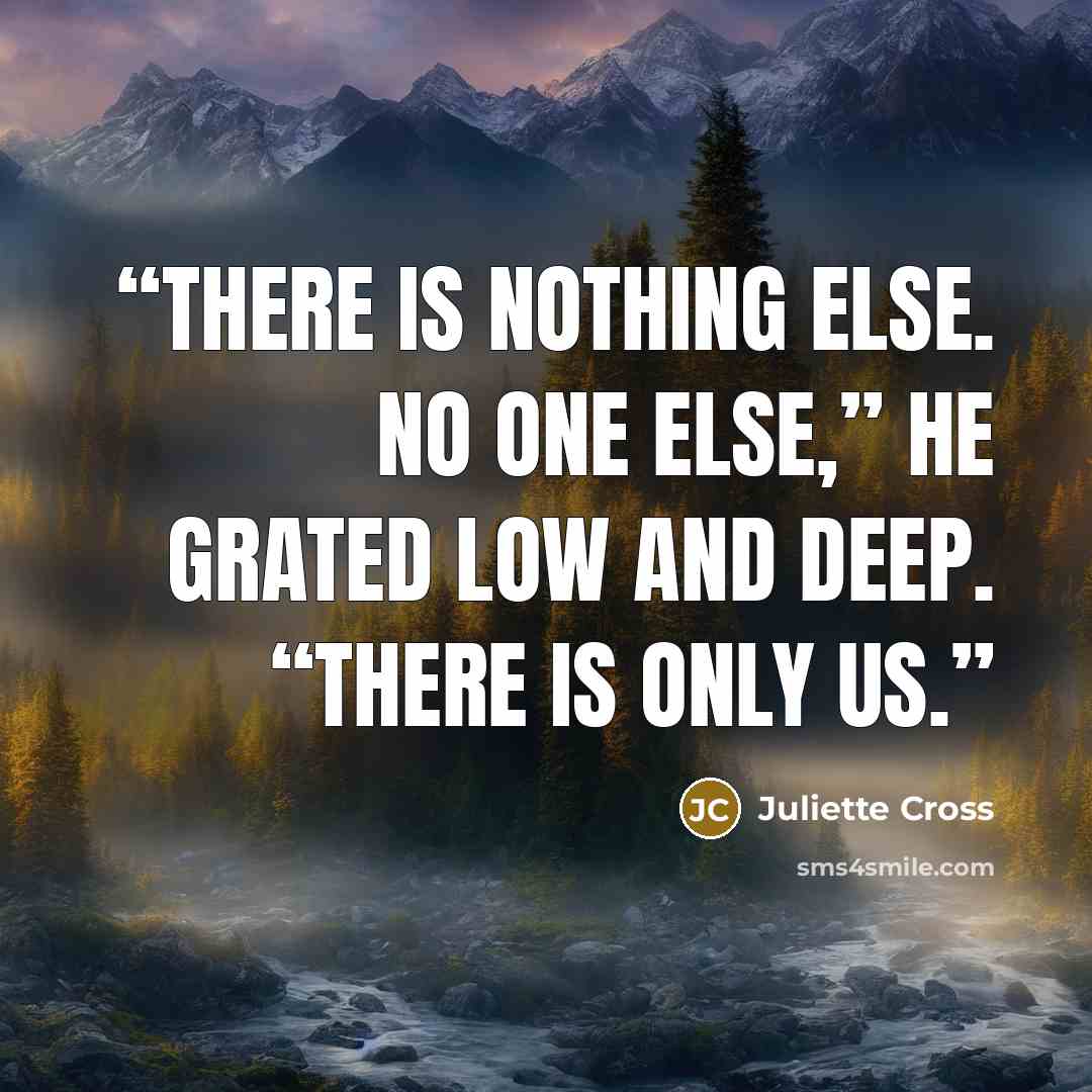 “There is nothing else. No one else,” he grated low and deep. “There is only us.” quote by Juliette Cross